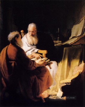 Dos viejos disputando a Rembrandt Pinturas al óleo